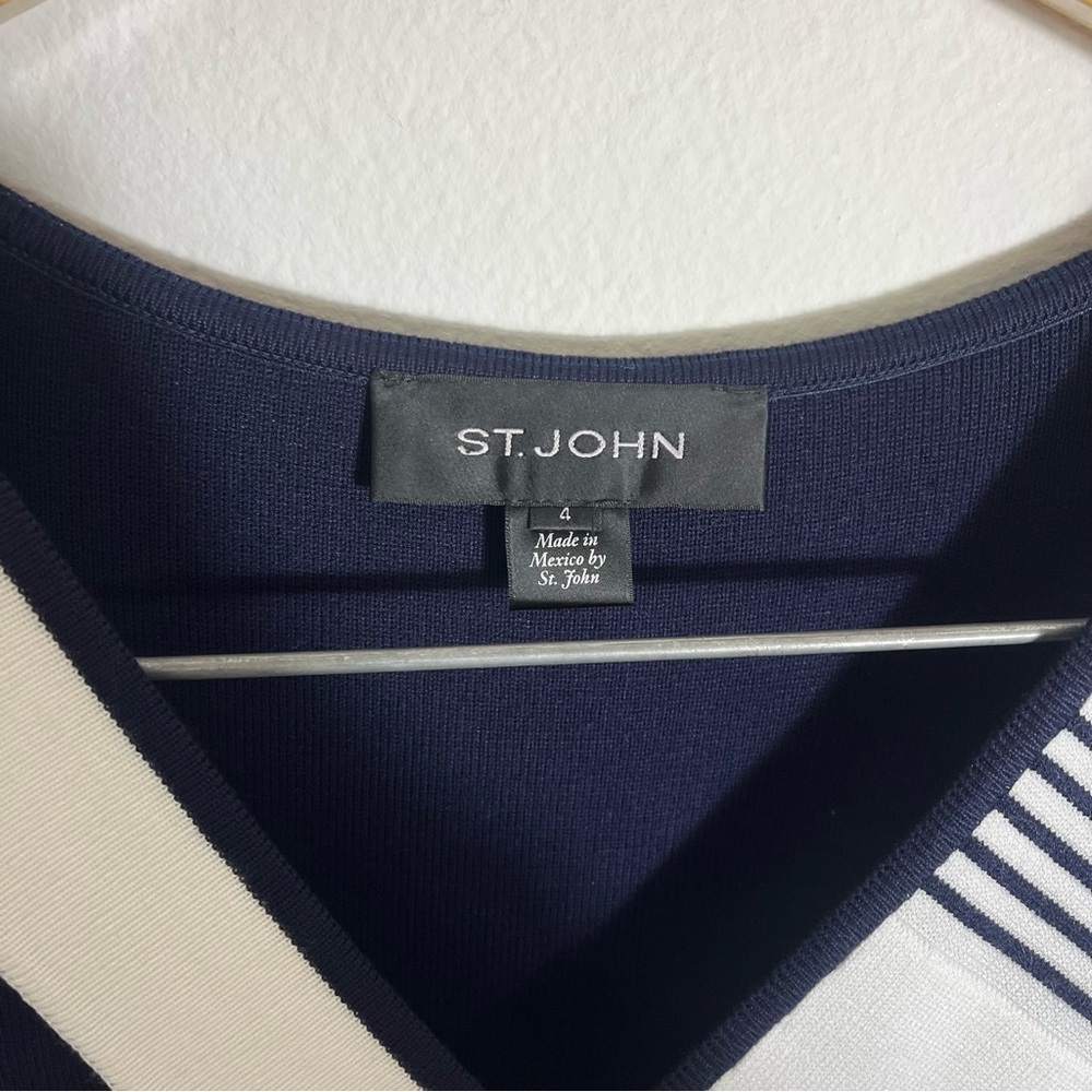 ST. JOHN Colorblock Tech Knit Short Sleeve Midi Dress - Picture 11 of 14